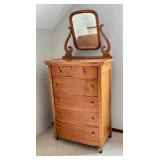U - Antique Oak Highboy with Mirror