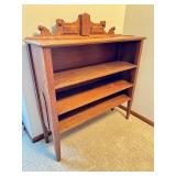 U - Antique Victorian Walnut Shelf with Ornate Decorative Back