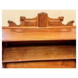 U - Antique Victorian Walnut Shelf with Ornate Decorative Back