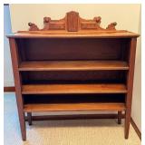 U - Antique Victorian Walnut Shelf with Ornate Decorative Back