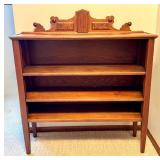 U - Antique Victorian Walnut Shelf with Ornate Decorative Back