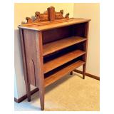 U - Antique Victorian Walnut Shelf with Ornate Decorative Back