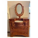 UL -Antique Victorian Wooden with Mirror and Marble Top / Antique Victorian Wishbone Dresser with Mirror