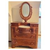 UL -Antique Victorian Wooden with Mirror and Marble Top / Antique Victorian Wishbone Dresser with Mirror