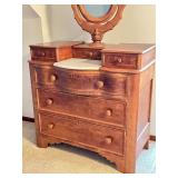 UL -Antique Victorian Wooden with Mirror and Marble Top / Antique Victorian Wishbone Dresser with Mirror