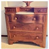 UL -Antique Victorian Wooden with Mirror and Marble Top / Antique Victorian Wishbone Dresser with Mirror