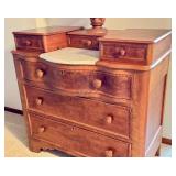 UL -Antique Victorian Wooden with Mirror and Marble Top / Antique Victorian Wishbone Dresser with Mirror