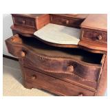 UL -Antique Victorian Wooden with Mirror and Marble Top / Antique Victorian Wishbone Dresser with Mirror