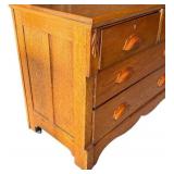 G - Antique Oak Dresser with Carved Handles and Four Drawers