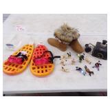 Vintage Phone, Spanish and US Ceramic Solders, Snow Boots and Snow Shoes