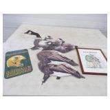 Hunting Artwork, Goose Decoys and Bison 2011 National Champions Sign