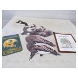Hunting Artwork, Goose Decoys and Bison 2011 National Champions Sign