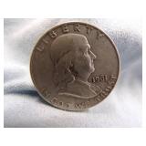 1961 Benjamin Half Dollar Coin 90% Silver