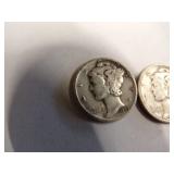 1 Barber Dime  3 Mercury dimes Coin 90% Silver