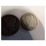 1 Barber Dime  3 Mercury dimes Coin 90% Silver