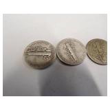 1 Barber Dime  3 Mercury dimes Coin 90% Silver