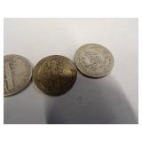 1 Barber Dime  3 Mercury dimes Coin 90% Silver