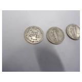 1 Barber Dime  3 Mercury dimes Coin 90% Silver
