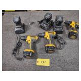 (3) Dewalt 12 Volt Drills, Uncharge...
