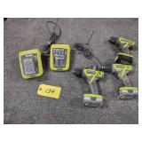 (3) Ryobi 12 Volt Drills, (4) Batte...