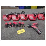 Milwaukee 12 Volt Drill, (12) Batte...