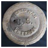 VINTAGE WWI US VETERAN METAL MARKER