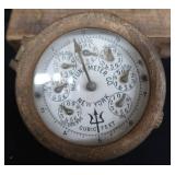 ANTIQUE BRASS AND PORCELAIN WATER METER