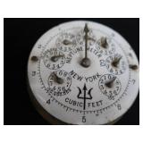 ANTIQUE BRASS AND PORCELAIN WATER METER