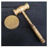 SOLID BRASS GAVEL AND SOUND BLOCK