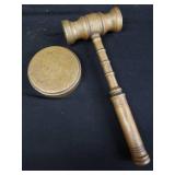 SOLID BRASS GAVEL AND SOUND BLOCK