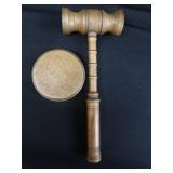 SOLID BRASS GAVEL AND SOUND BLOCK