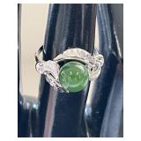 Set of 2 Sterling Silver Jade Rings
