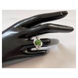 Set of 2 Sterling Silver Jade Rings