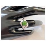 Set of 2 Sterling Silver Jade Rings