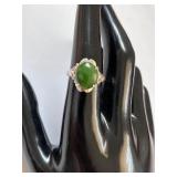 Set of 2 Sterling Silver Jade Rings