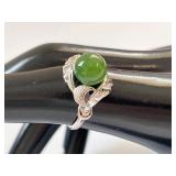 Set of 2 Sterling Silver Jade Rings