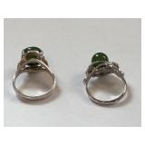 Set of 2 Sterling Silver Jade Rings