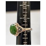 Set of 2 Sterling Silver Jade Rings