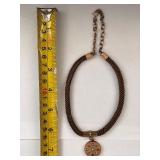 Antique Victorian Woven Hair Watch Chain Locket with Jelly Opals