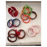 Collection of Colorful Plastic and Wood Bangle Bracelets