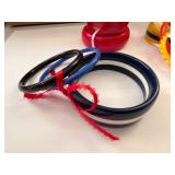 Collection of Colorful Plastic and Wood Bangle Bracelets
