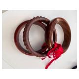 Collection of Colorful Plastic and Wood Bangle Bracelets