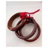 Collection of Colorful Plastic and Wood Bangle Bracelets