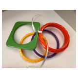 Collection of Colorful Plastic and Wood Bangle Bracelets