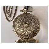 Collection of 4 Vintage Pocket Watches with Chains and Engraved Cases