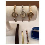 Vintage Ladies Wristwatch Collection with Display and Velvet Case