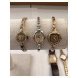 Vintage Ladies Wristwatch Collection with Display and Velvet Case