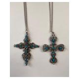 Set of 5 Ethnic and Ornate Necklaces with Cross and Owl Pendants