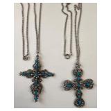 Set of 5 Ethnic and Ornate Necklaces with Cross and Owl Pendants