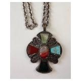 Set of 5 Ethnic and Ornate Necklaces with Cross and Owl Pendants